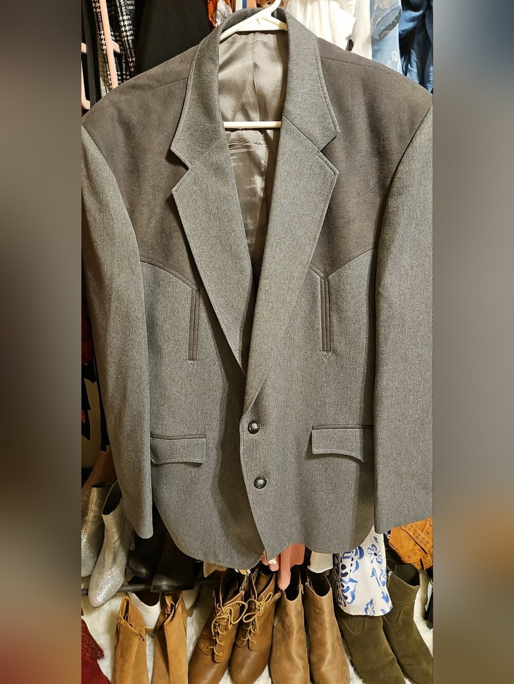 Men's Western Cut  Blazer with Dark Shoulder Panels